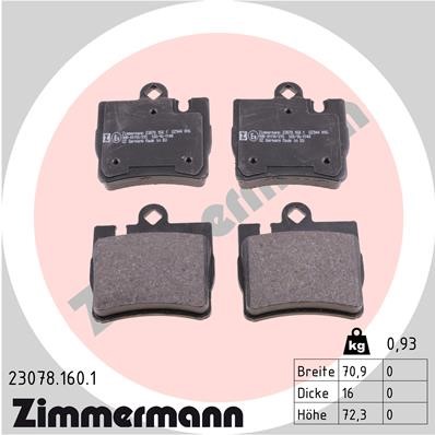 Bromsbeläggsats, Bakaxel Zimmermann 23078.160.1 ZIMMERMANN