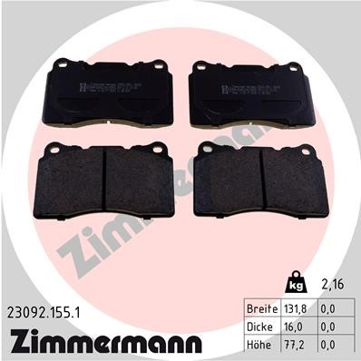 Bromsbeläggsats, Framaxel Zimmermann 23092.155.1 ZIMMERMANN