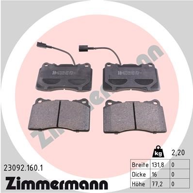 Bromsbeläggsats, Framaxel Zimmermann 23092.160.1 ZIMMERMANN