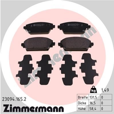 Bromsbeläggsats, Framaxel Zimmermann 23094.165.2 ZIMMERMANN