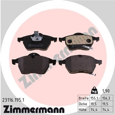 Bromsbeläggsats, Framaxel Zimmermann 23116.195.1 ZIMMERMANN