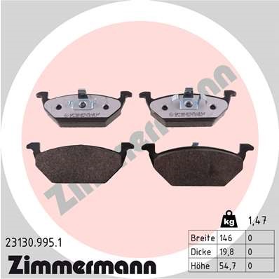 Bromsbeläggsats, Framaxel Zimmermann Rd:z 23130.995.1 ZIMMERMANN