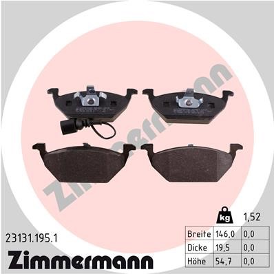 Bromsbeläggsats, Framaxel Zimmermann 23131.195.1 ZIMMERMANN