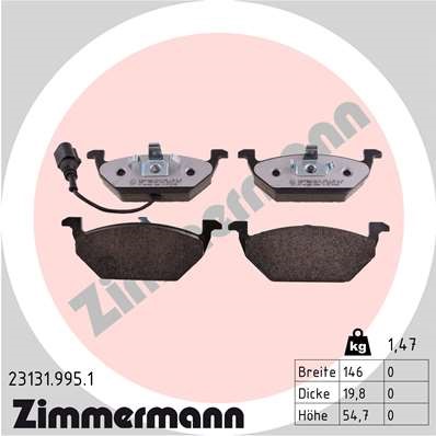 Bromsbeläggsats, Framaxel Zimmermann Rd:z 23131.995.1 ZIMMERMANN