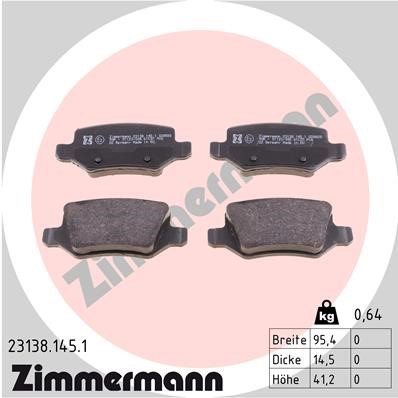 Bromsbeläggsats, Bakaxel Zimmermann 23138.145.1 ZIMMERMANN