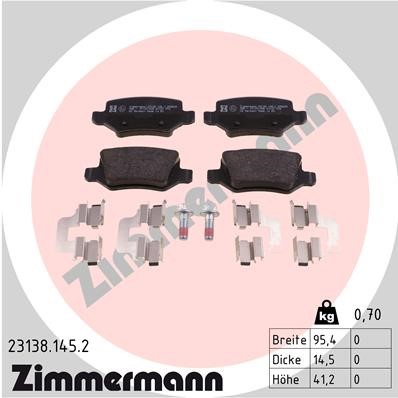 Bromsbeläggsats, Bakaxel Zimmermann 23138.145.2 ZIMMERMANN