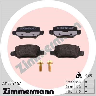 Bromsbeläggsats, Bakaxel Zimmermann Rd:z 23138.945.1 ZIMMERMANN