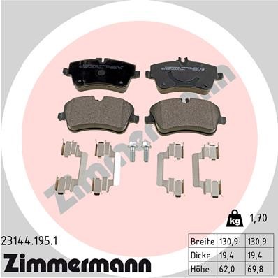 Bromsbeläggsats, Framaxel Zimmermann 23144.195.1 ZIMMERMANN