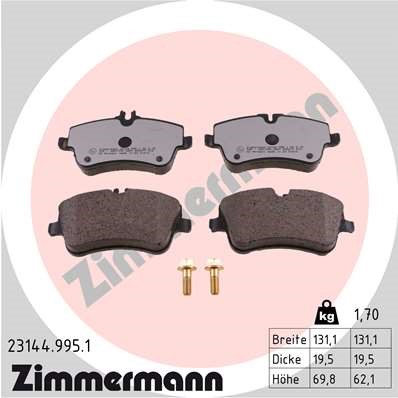 Bromsbeläggsats, Framaxel Zimmermann Rd:z 23144.995.1 ZIMMERMANN