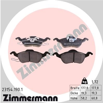 Bromsbeläggsats, Framaxel Zimmermann 23154.190.1 ZIMMERMANN