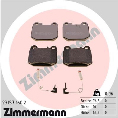Bromsbeläggsats, Bakaxel Zimmermann 23157.160.2 ZIMMERMANN