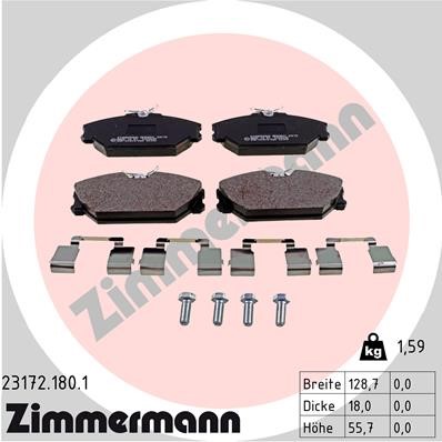Bromsbeläggsats, Framaxel Zimmermann 23172.180.1 ZIMMERMANN