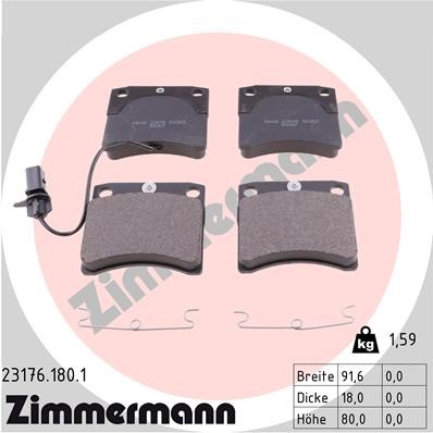 Bromsbeläggsats, Framaxel Zimmermann 23176.180.1 ZIMMERMANN