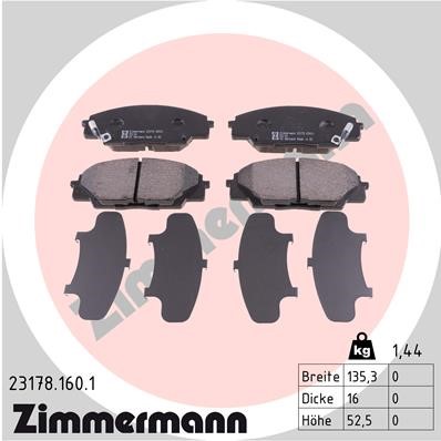 Bromsbeläggsats, Framaxel Zimmermann 23178.160.1 ZIMMERMANN