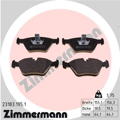 Bromsbeläggsats, Framaxel Zimmermann 23183.195.1 ZIMMERMANN