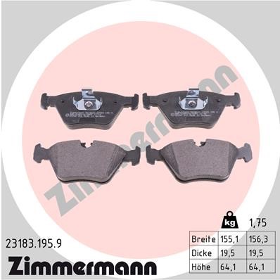 Bromsbeläggsats, Framaxel Zimmermann Pb:z 23183.195.9 ZIMMERMANN
