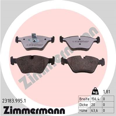Bromsbeläggsats, Framaxel Zimmermann Rd:z 23183.995.1 ZIMMERMANN