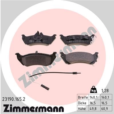 Bromsbeläggsats, Bakaxel Zimmermann 23190.165.2 ZIMMERMANN