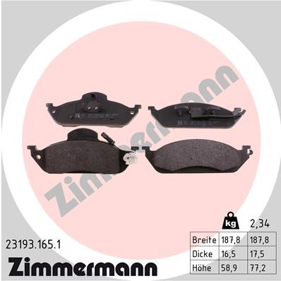 Bromsbeläggsats, Framaxel Zimmermann 23193.165.1 ZIMMERMANN