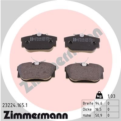 Bromsbeläggsats, Bakaxel Zimmermann 23224.165.1 ZIMMERMANN