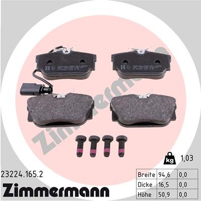 Bromsbeläggsats, Bakaxel Zimmermann 23224.165.2 ZIMMERMANN