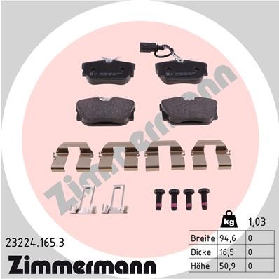 Bromsbeläggsats, Bakaxel Zimmermann 23224.165.3 ZIMMERMANN