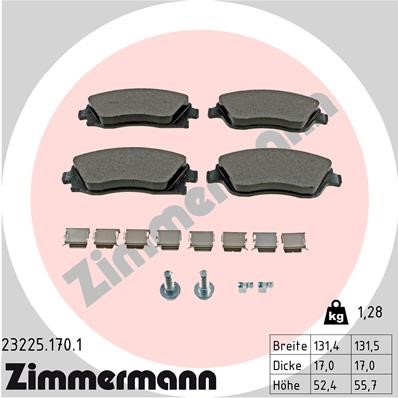 Bromsbeläggsats, Framaxel Zimmermann 23225.170.1 ZIMMERMANN