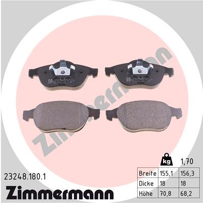 Bromsbeläggsats, Framaxel Zimmermann 23248.180.1 ZIMMERMANN