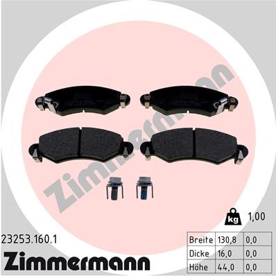 Bromsbeläggsats, Framaxel Zimmermann 23253.160.1 ZIMMERMANN