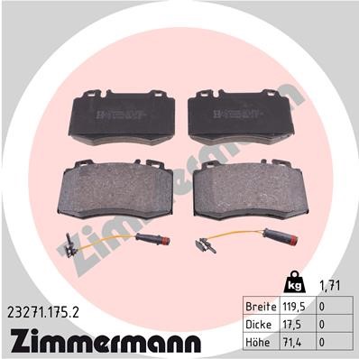 Bromsbeläggsats, Framaxel Zimmermann 23271.175.2 ZIMMERMANN
