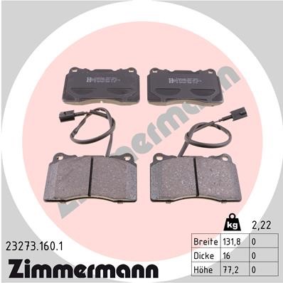 Bromsbeläggsats, Framaxel Zimmermann 23273.160.1 ZIMMERMANN