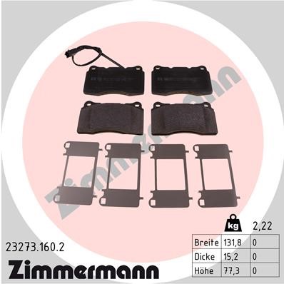 Bromsbeläggsats, Framaxel Zimmermann 23273.160.2 ZIMMERMANN