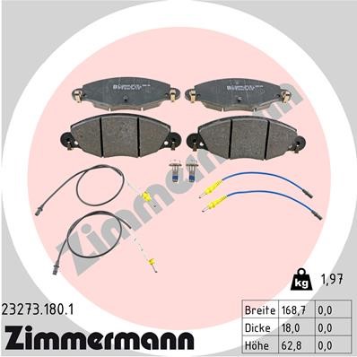 Bromsbeläggsats, Framaxel Zimmermann 23273.180.1 ZIMMERMANN