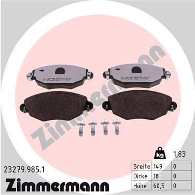 Bromsbeläggsats, Framaxel Zimmermann Rd:z 23279.985.1 ZIMMERMANN
