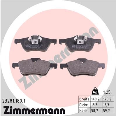 Bromsbeläggsats, Framaxel Zimmermann 23281.180.1 ZIMMERMANN