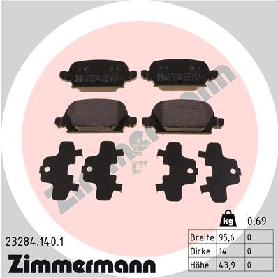 Bromsbeläggsats, Bakaxel Zimmermann 23284.140.1 ZIMMERMANN