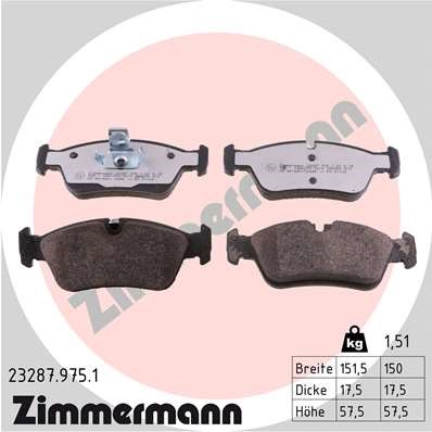 Bromsbeläggsats, Framaxel Zimmermann Rd:z 23287.975.1 ZIMMERMANN
