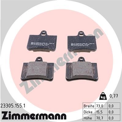 Bromsbeläggsats, Bakaxel Zimmermann 23305.155.1 ZIMMERMANN