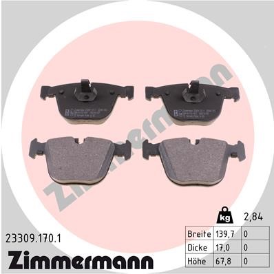 Bromsbeläggsats, Bakaxel Zimmermann 23309.170.1 ZIMMERMANN