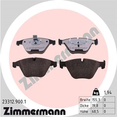 Bromsbeläggsats, Framaxel Zimmermann Rd:z 23312.900.1 ZIMMERMANN