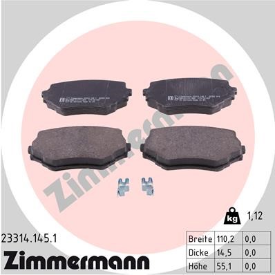 Bromsbeläggsats, Framaxel Zimmermann 23314.145.1 ZIMMERMANN
