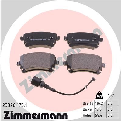 Bromsbeläggsats, Bakaxel Zimmermann 23326.175.1 ZIMMERMANN