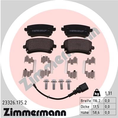 Bromsbeläggsats, Bakaxel ZIMMERMANN