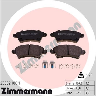 Bromsbeläggsats, Framaxel Zimmermann 23332.180.1 ZIMMERMANN