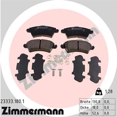 Bromsbeläggsats, Framaxel Zimmermann 23333.180.1 ZIMMERMANN