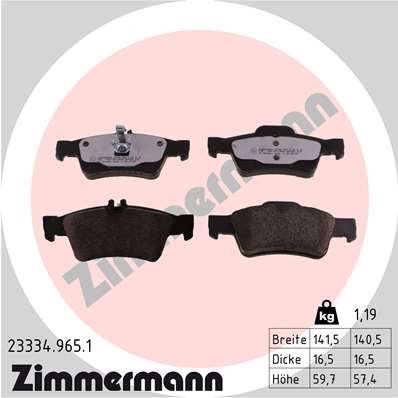 Bromsbeläggsats, Bakaxel Zimmermann Rd:z 23334.965.1 ZIMMERMANN