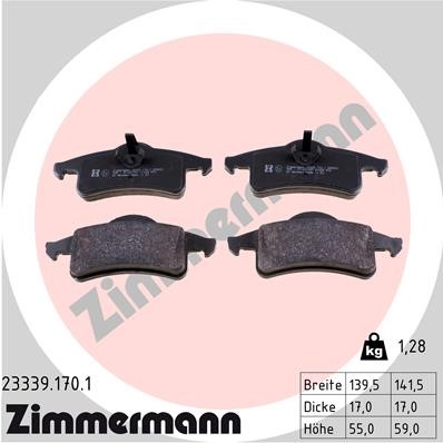 Bromsbeläggsats, Bakaxel Zimmermann 23339.170.1 ZIMMERMANN