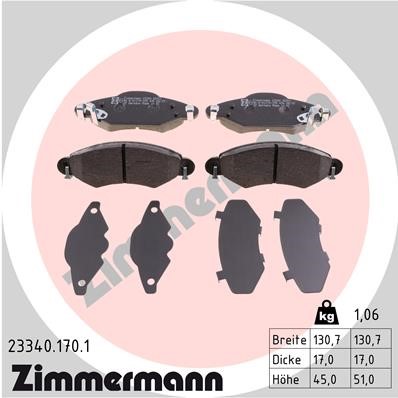 Bromsbeläggsats, Framaxel Zimmermann 23340.170.1 ZIMMERMANN