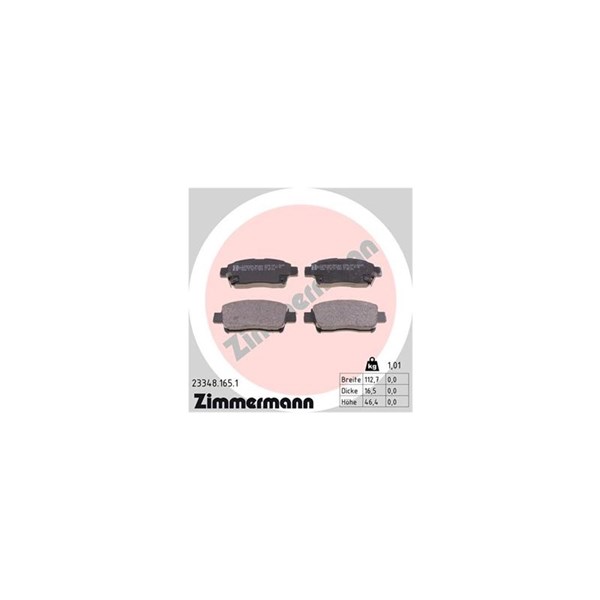 Bromsbeläggsats, Framaxel Zimmermann 23348.165.1 ZIMMERMANN