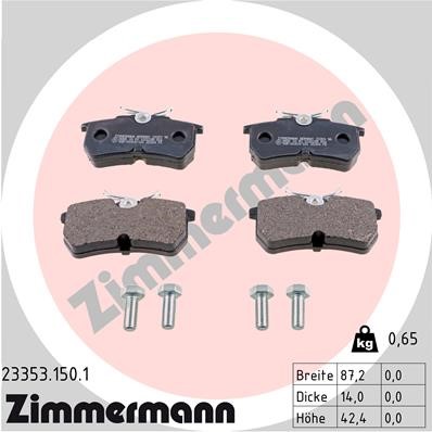 Bromsbeläggsats, Bakaxel Zimmermann 23353.150.1 ZIMMERMANN